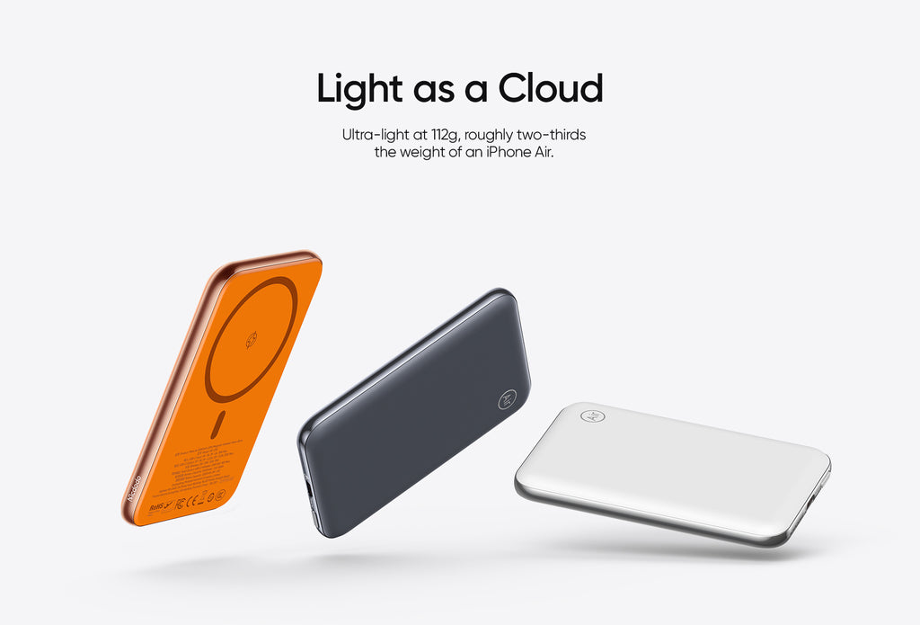 Ultra-Thin Meta Air Power Bank, 5000mAh MagSafe Wireless, Flight Approval, 2026 Red DOTT Winning Design