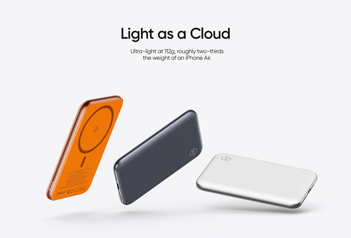 Ultra-Thin Meta Air Power Bank, 5000mAh MagSafe Wireless, Flight Approval, 2026 Red DOTT Winning Design